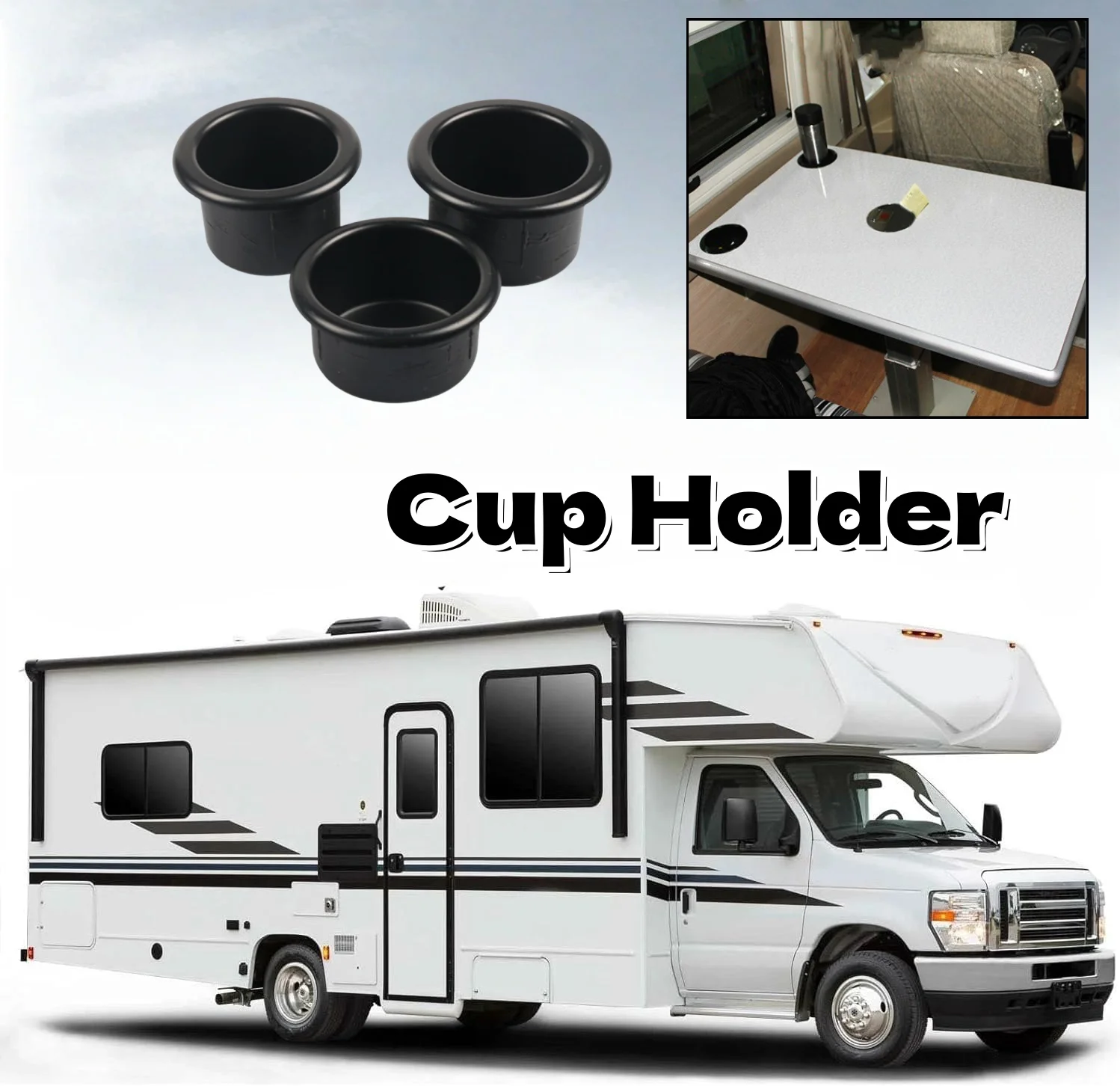1개 RV 컵 홀더 블랙 72/77/79mm 개조 컵 홀더 RV 내부 액세서리 캠핑 카라반 보트 요트 모터홈용