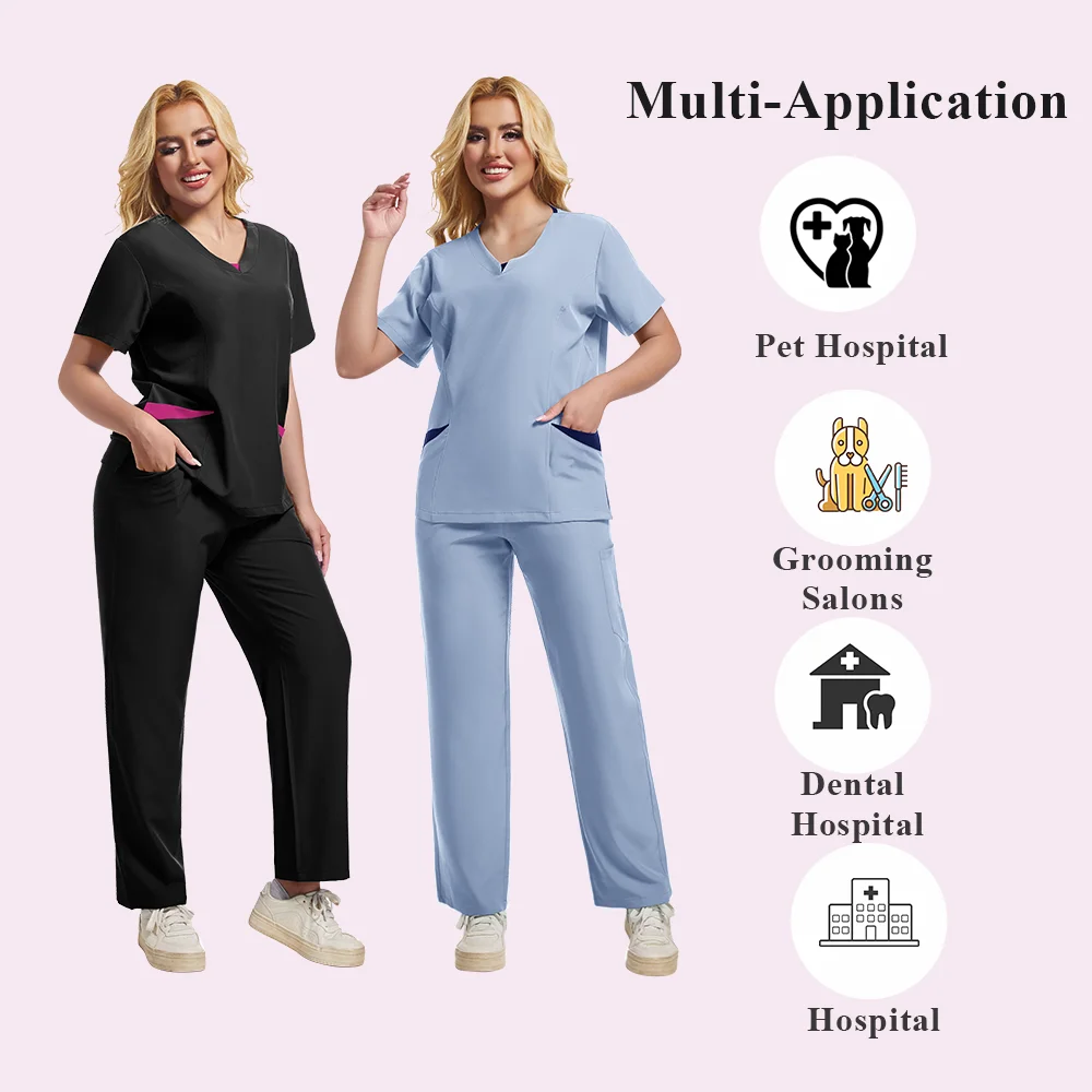 Uniforme d'esthéticienne polychrome, costumes chirurgicaux médicaux pour femmes, ensembles de soins infirmiers, haut et pantalon, Articles d'infirmière, vêtements de travail cliniques