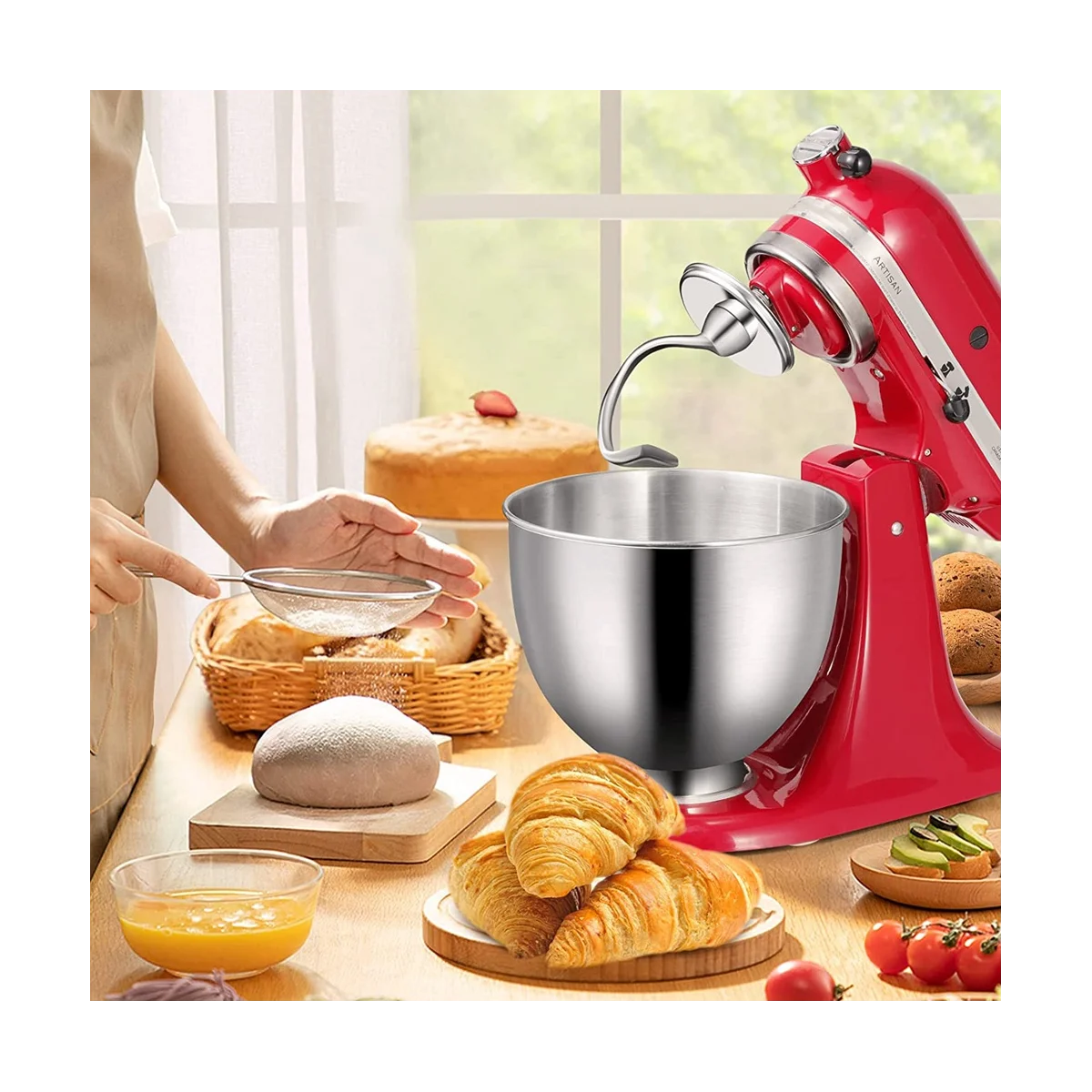 Edelstahl k45dh Teig haken aufsatz für kitchen aid 1/2-5q Kippkopf mischer Teile Zubehör