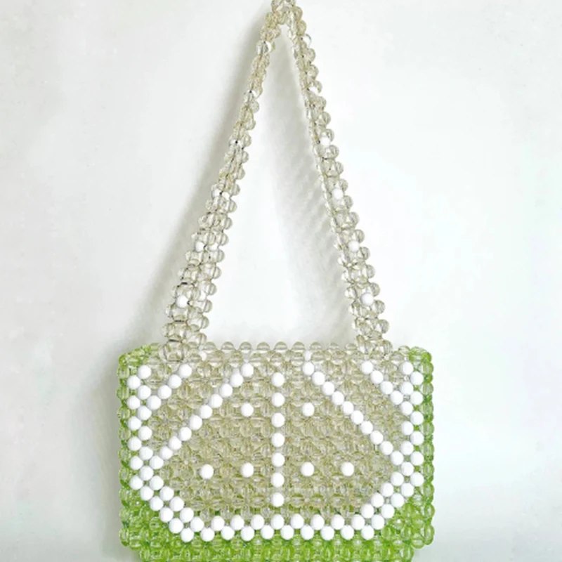 

Spring Summer Fresh Women's Shoulder Bag Handmade Beaded Weaving Watermelon Design Transparent Handbag Customizable Wholesale