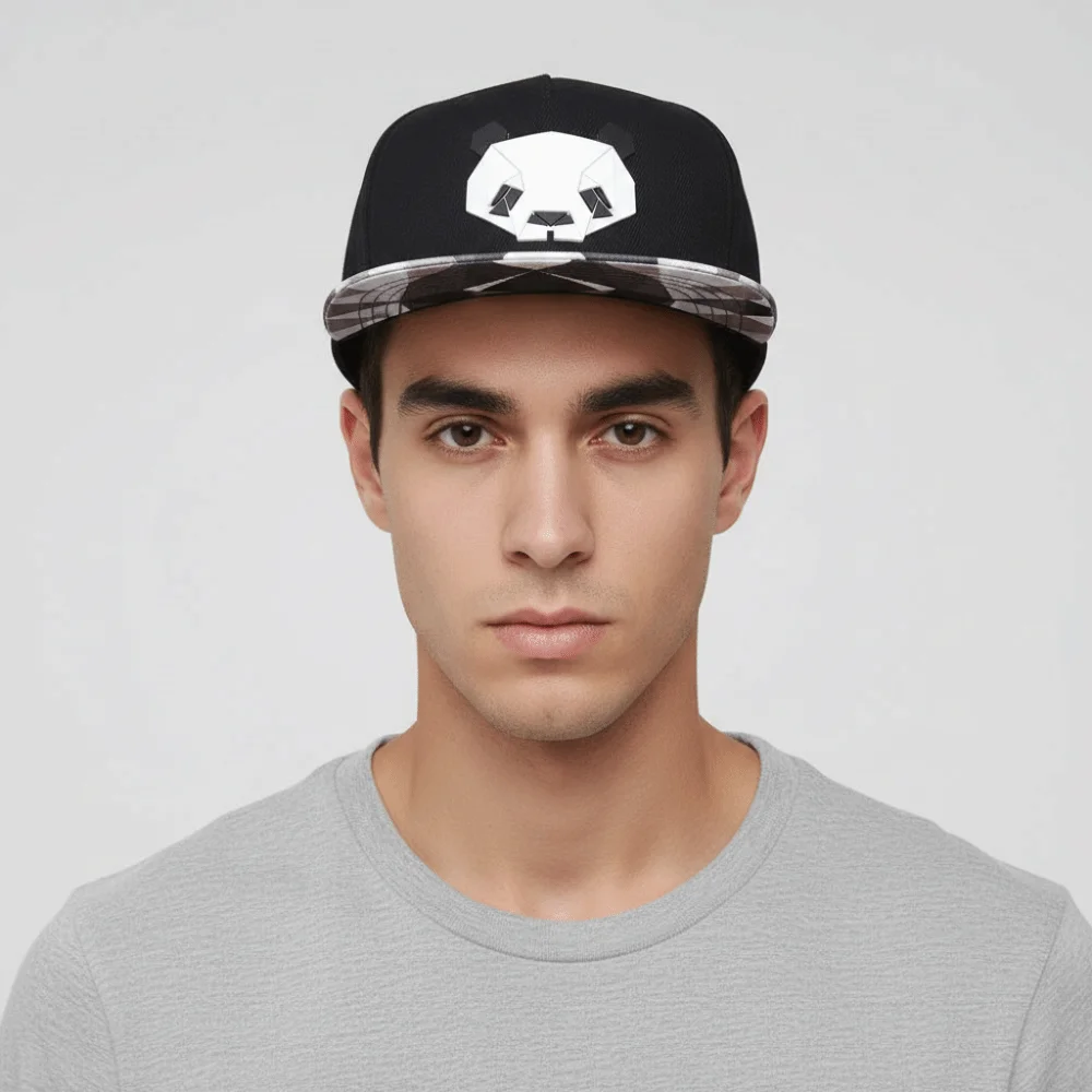 Casual Black Grey Outdoor Baseball Cap Visor Adjustable Baseball Hats Panda Style Peaked Cap For Man Women