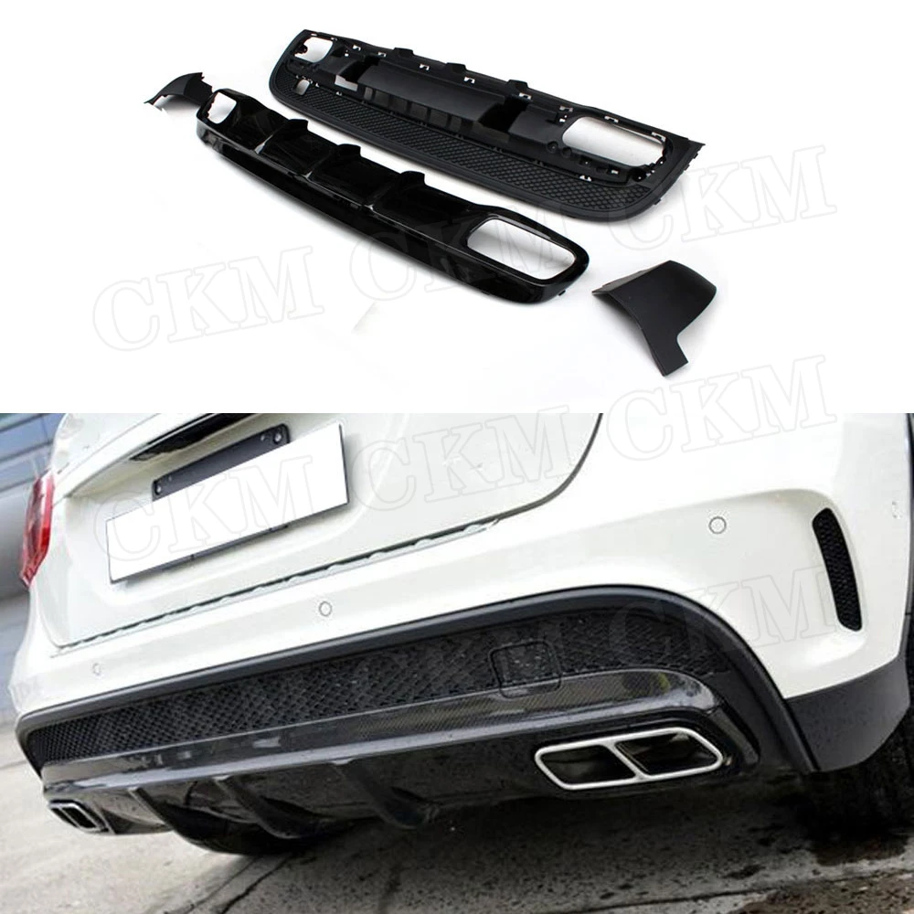 

ABS Material Rear Diffuser Trim with 304 Stainless Steel Exhaust Tips For Benz GLA Class X156 GLA45 Sport 2014-2017 Bumper Guard