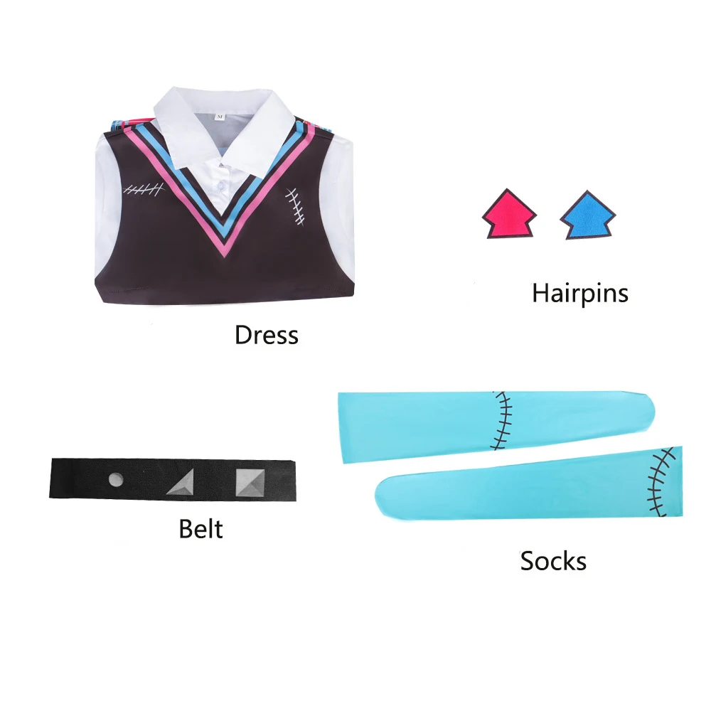 Kostum Monster Cosplay Frankie Stein untuk Wanita Setelan Gaun JK Manis Seragam Sekolah Gaun Pesta Hantu Penyamaran Pesta Halloween