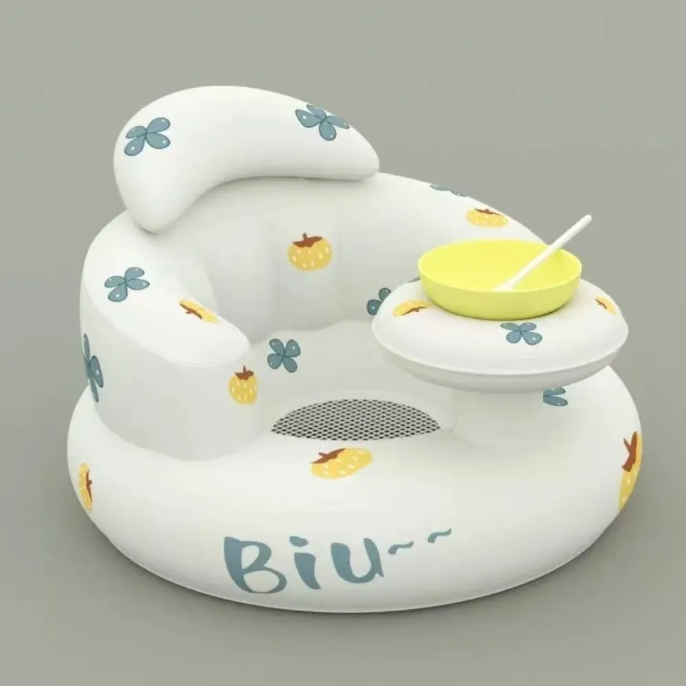 Detachable Tray Inflatable Baby Seat Built-In Pump Dinosaur Pattern Portable Baby Chair Lightweight 3-36 Months Baby Sofa Bath