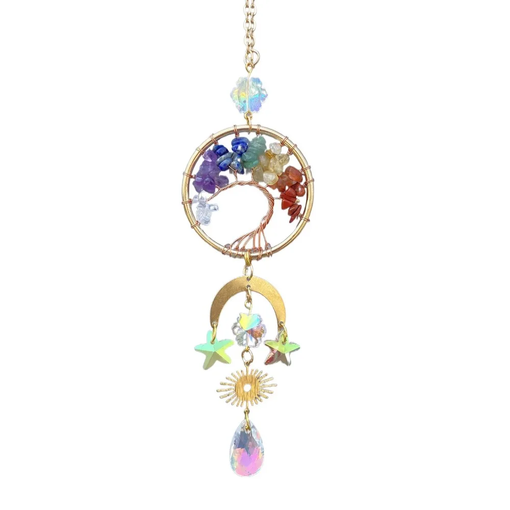 Natural Crystal Rainbow Sun Catchers Drops Crystal Ball Sun/Moon/Star Crystal Car Hanger Handmade Durable