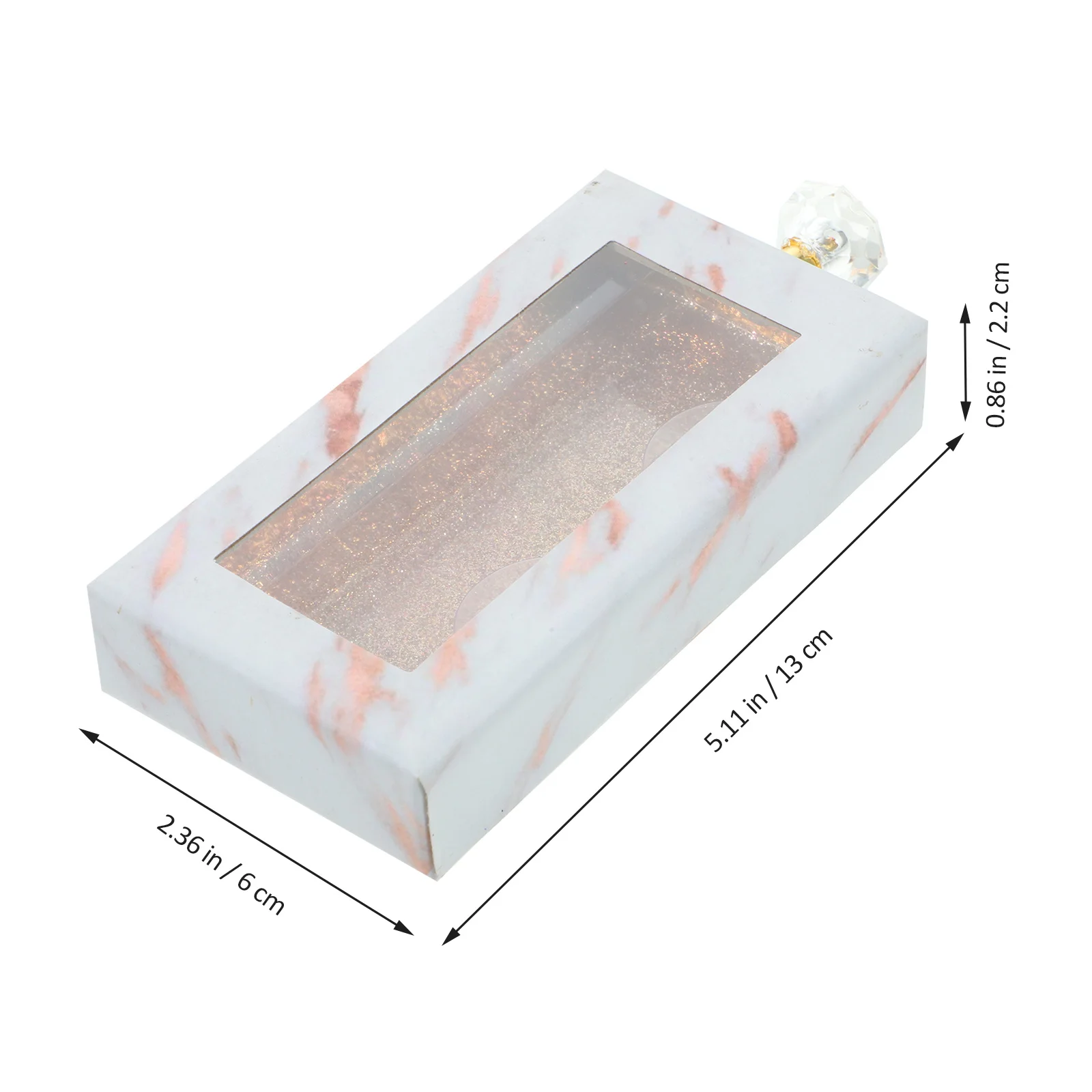 Diamond Handle Drawer Box for False Eyelashes Storage Portable Lightweight Rectangle Case with Clear Window Travel Friendly Fake