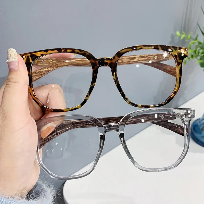 

Large Frame Wood Grain Anti-blue Light Hyperopia Glasses Fashion Women Men Reading Eyeglasses Unisex Presbyopia Diopter TO +4.0