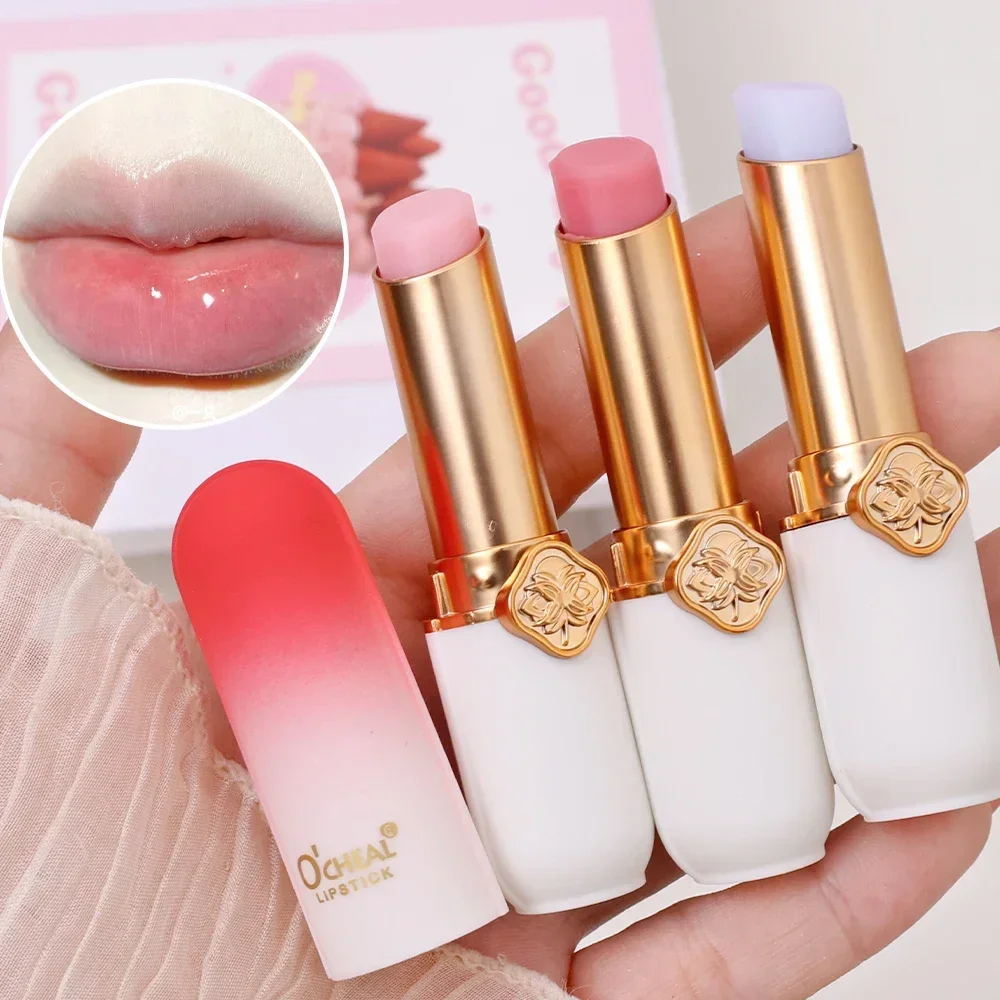 Batom de Geleia de Cristal, Impermeável, Cor Mudando, Durável, Hidratante, Lábios Maquiagem, Cosméticos, Rosa