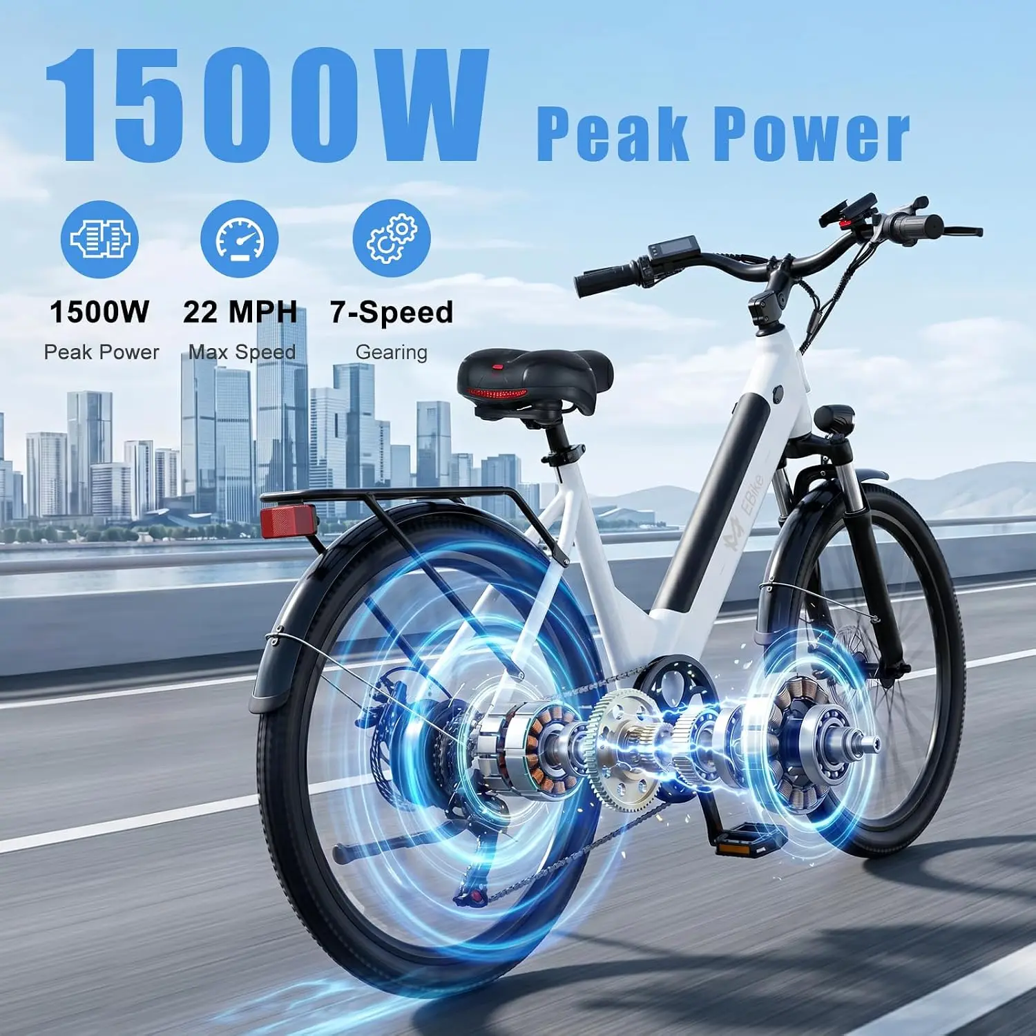 1500W Peak 48V Electric Bike for Adults Commuter, Customized