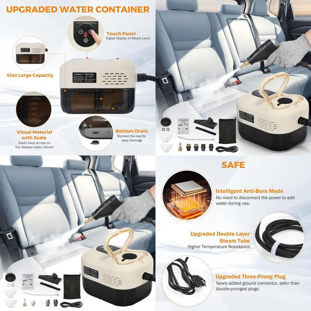 

Portable 1.2L Handheld High-Pressure Steam Cleaner for Auto Detailing in Ivory