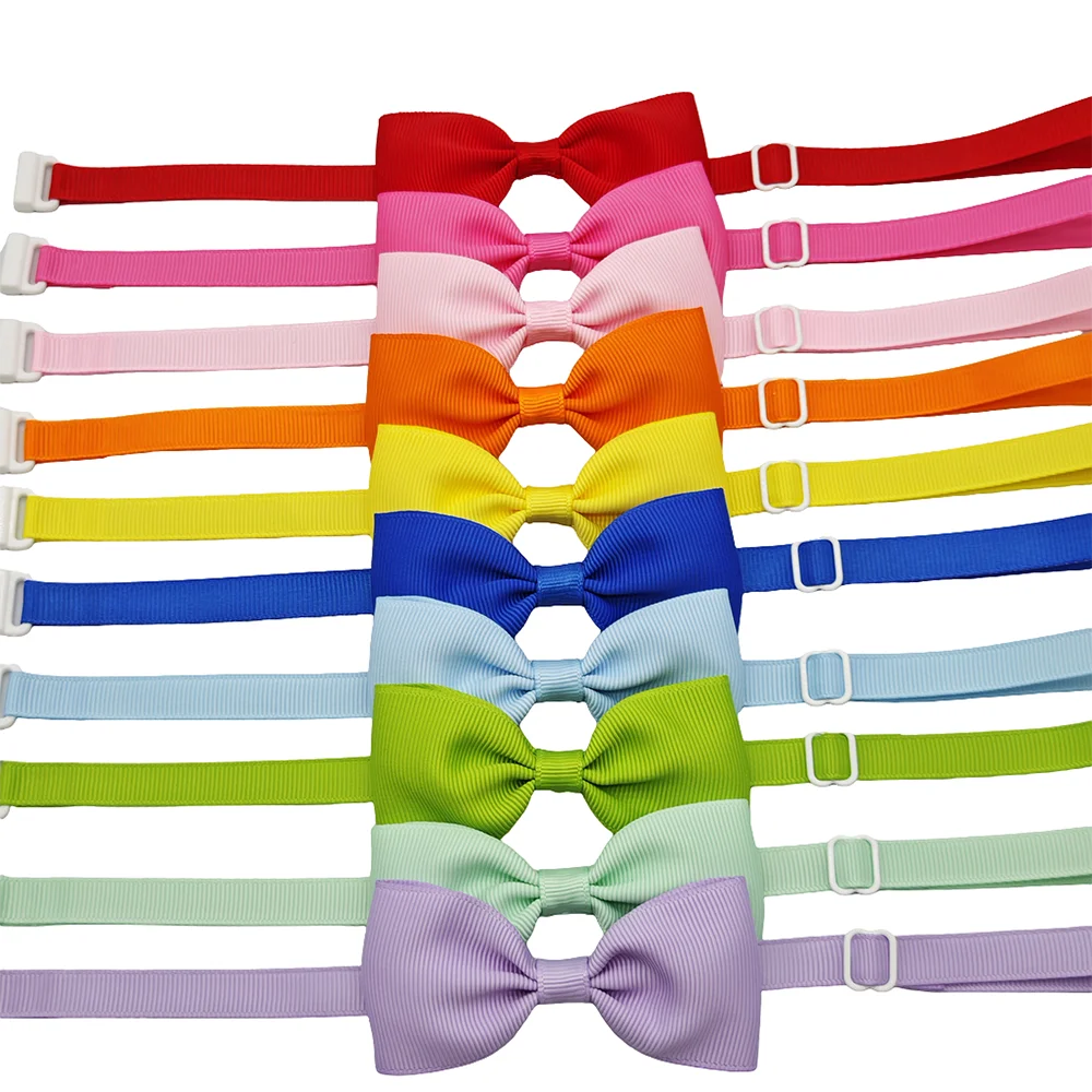 (10 Pieces/Lot) Fashion Bow Tie For Dogs Adjustable Neck Tie For Cat Solid Colors Puppy Grooming Accessories Pet Supplies