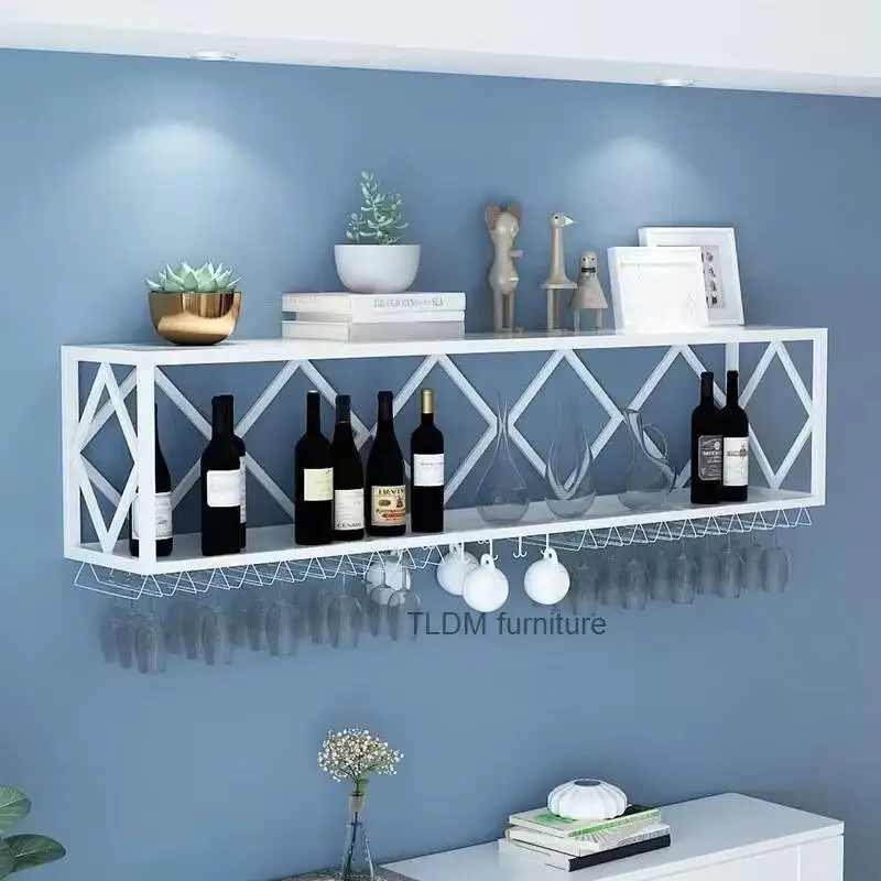 

Simple Wall-mounted Wine Rack Home Bar Hanging Wine Cabinets Nordic Bar Furniture Creative Restaurant Bar Iron Wine Bottle Rack