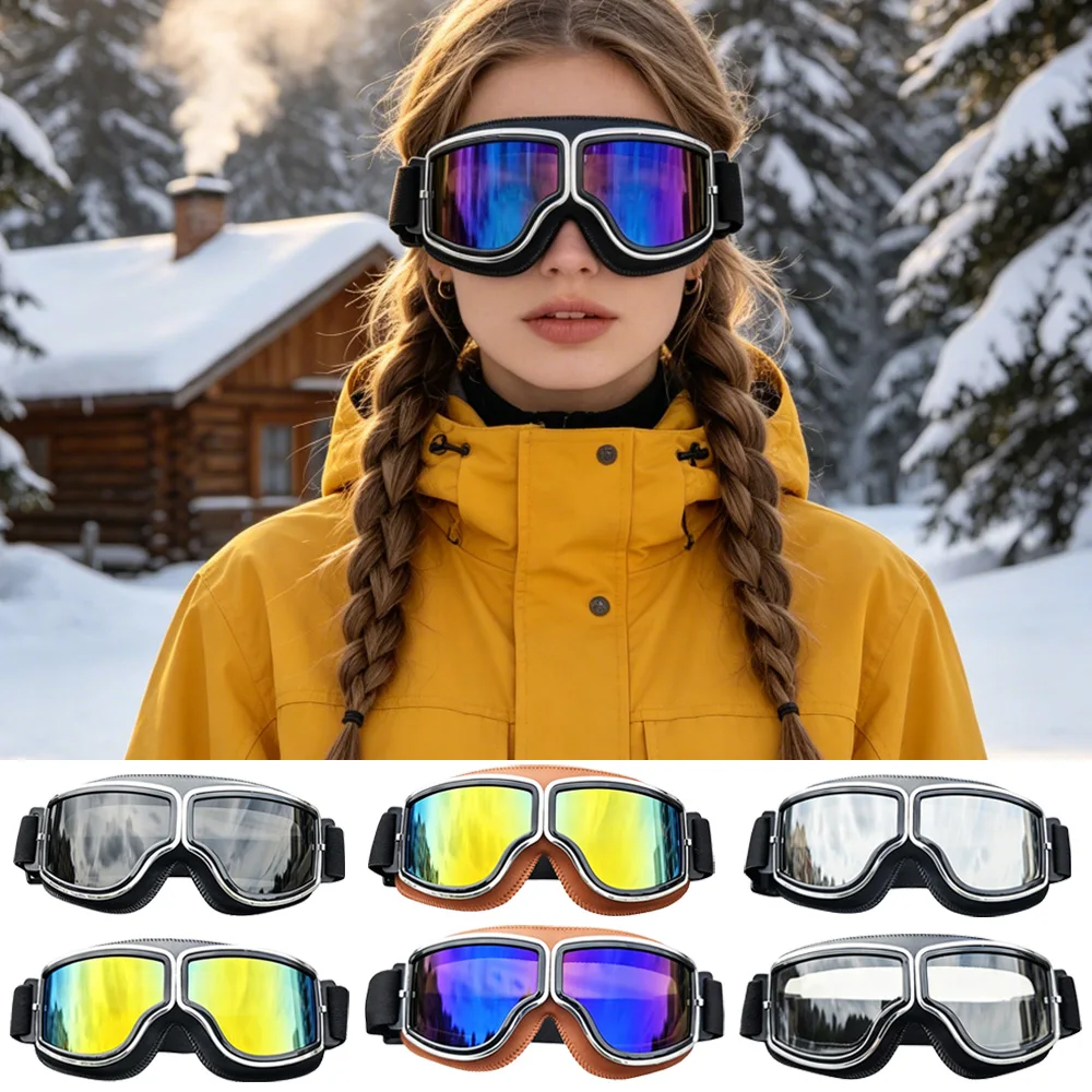 Over‑Glasses Ventilated Goggles For Powder Skiing Ski Touring Dirt Bike Off‑Road Driving For Myopia Adults Wind‑Dust Blocking