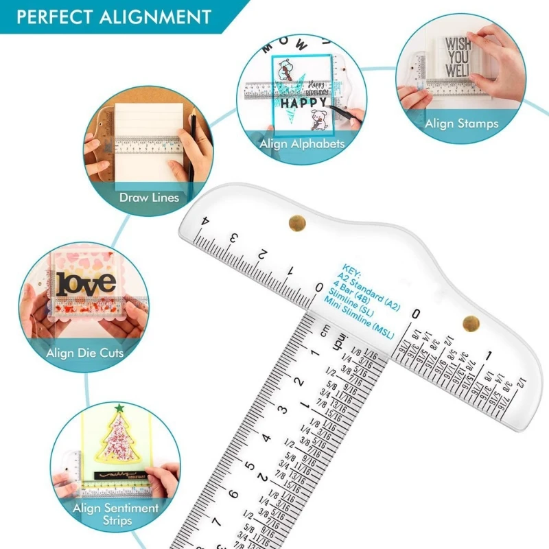 Plastic 15cm T‑Square Ruler Student Stationery Measuring Drafting Tool Portable T Shape Ruler for School Learning Office Drawing