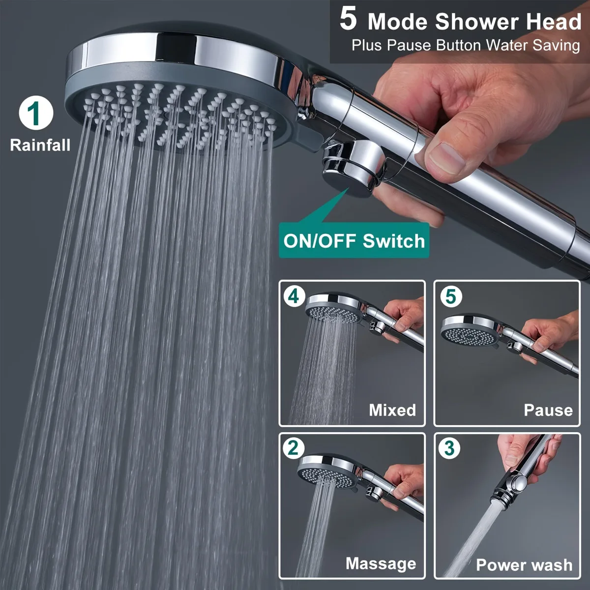 

Высокое качество, 5-режимная круглая насадка для тропического душа с наборами шлангов, держатель для душа для ванной комнаты, аксессуары для душа