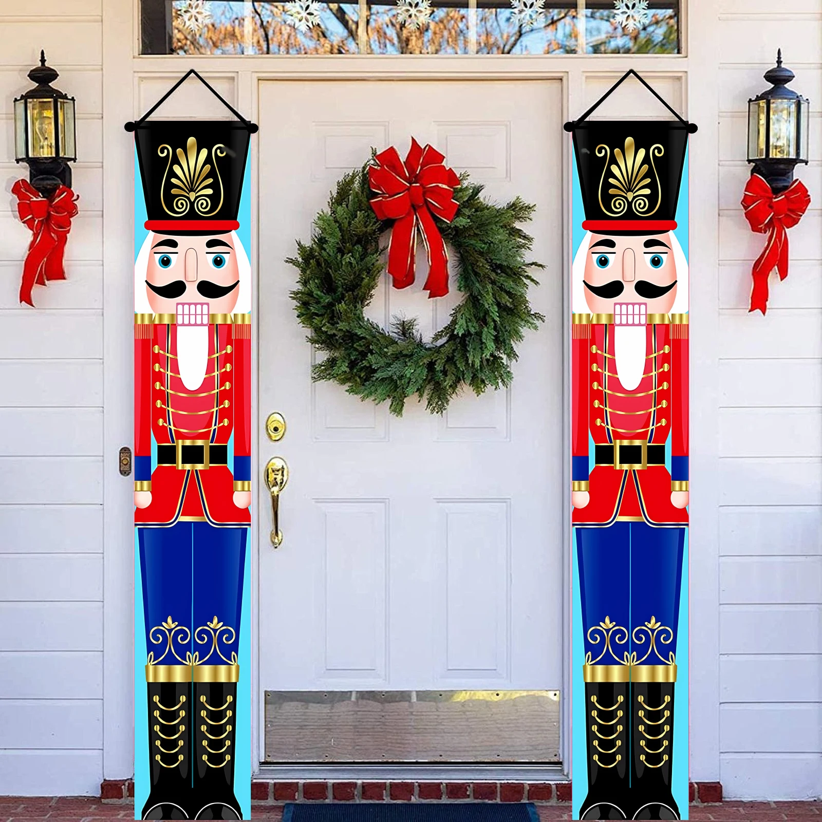 Nutcracker Banner Christmas Decorations，Welcome Sign for Porch Front Door Indoor Outdoor，Xmas Décor Indoor &Outdoor – Life Size