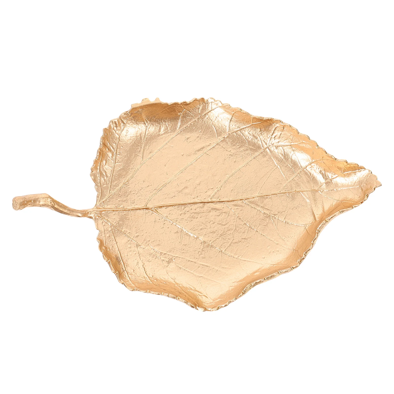 1pc Leaf Shape Jewelry Storage Tray Golden Zinc Alloy Desktop Organizer Creative Display Holder For Rings Necklaces Earrings