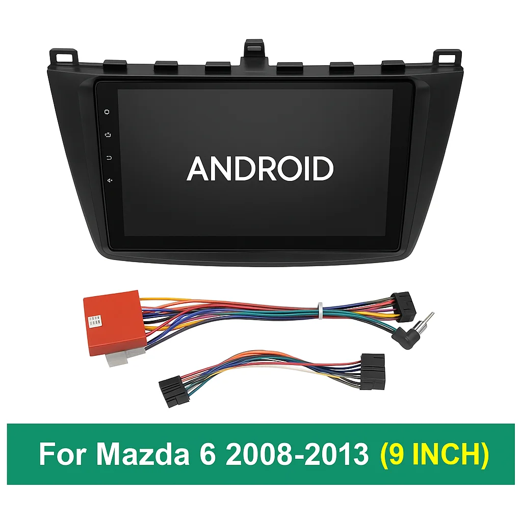 

9 Inch Car Radio Fascia Frame Kit For Mazda 6 2008-2013 | Android Stereo Panel With Wiring Harness