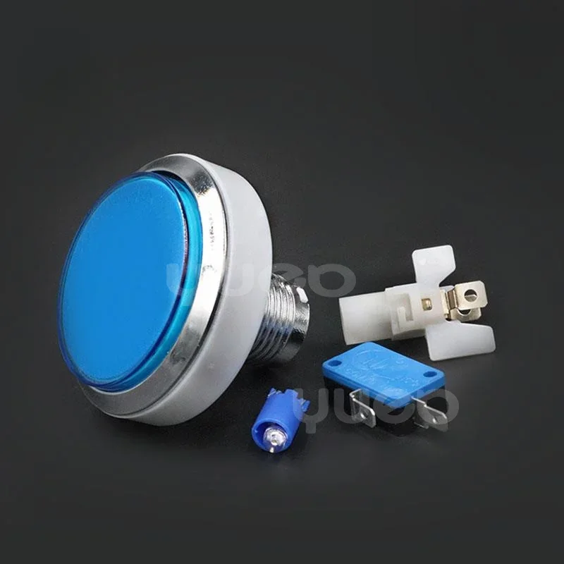 Game Machine 60mm Flat Large Round Button with Light Button Electroplating Game Machine Accessories Large Round Button Switch
