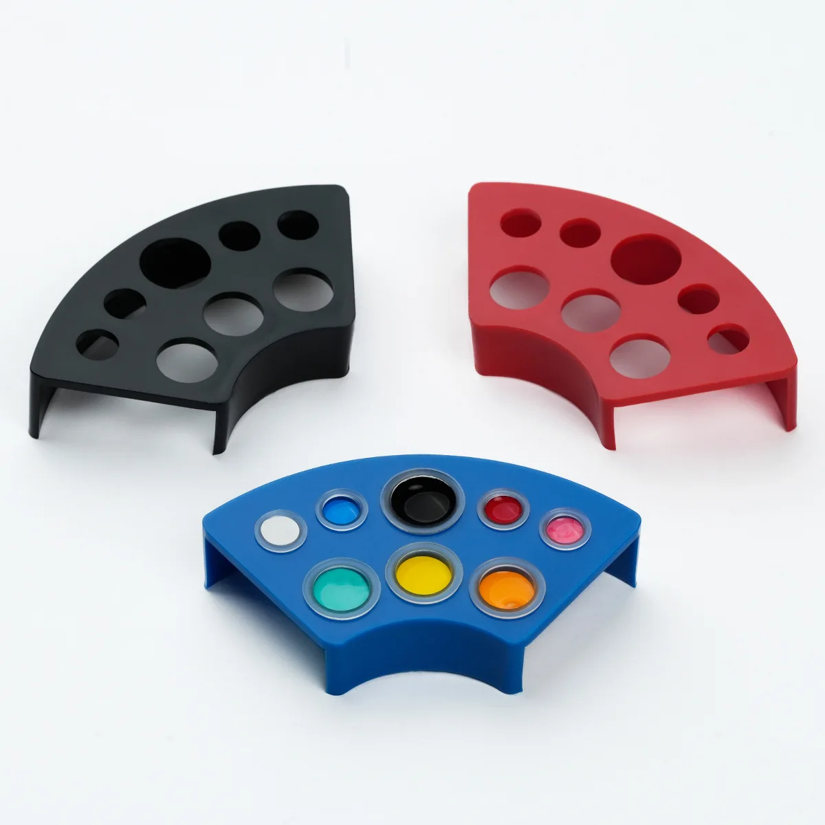 

5Pcs Fan Shape Pigment Stand Ink Cup Holder 8Holes Tattoo Ink Cup Holder Stand Tattoo Makeup Pigment Accessories Brack Container