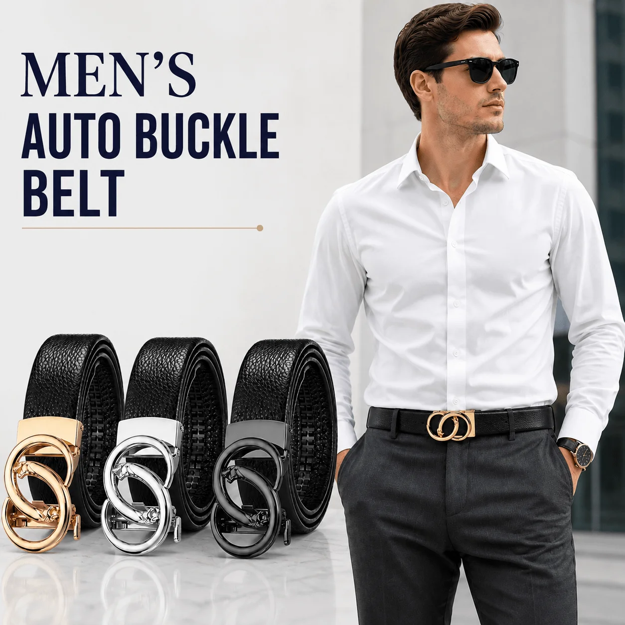 Men's Automatic Ratchet Belt Luxury Brand Designer PU Leather with Dragon Waist Belts Smooth Sliding for Dress Pants Jeans