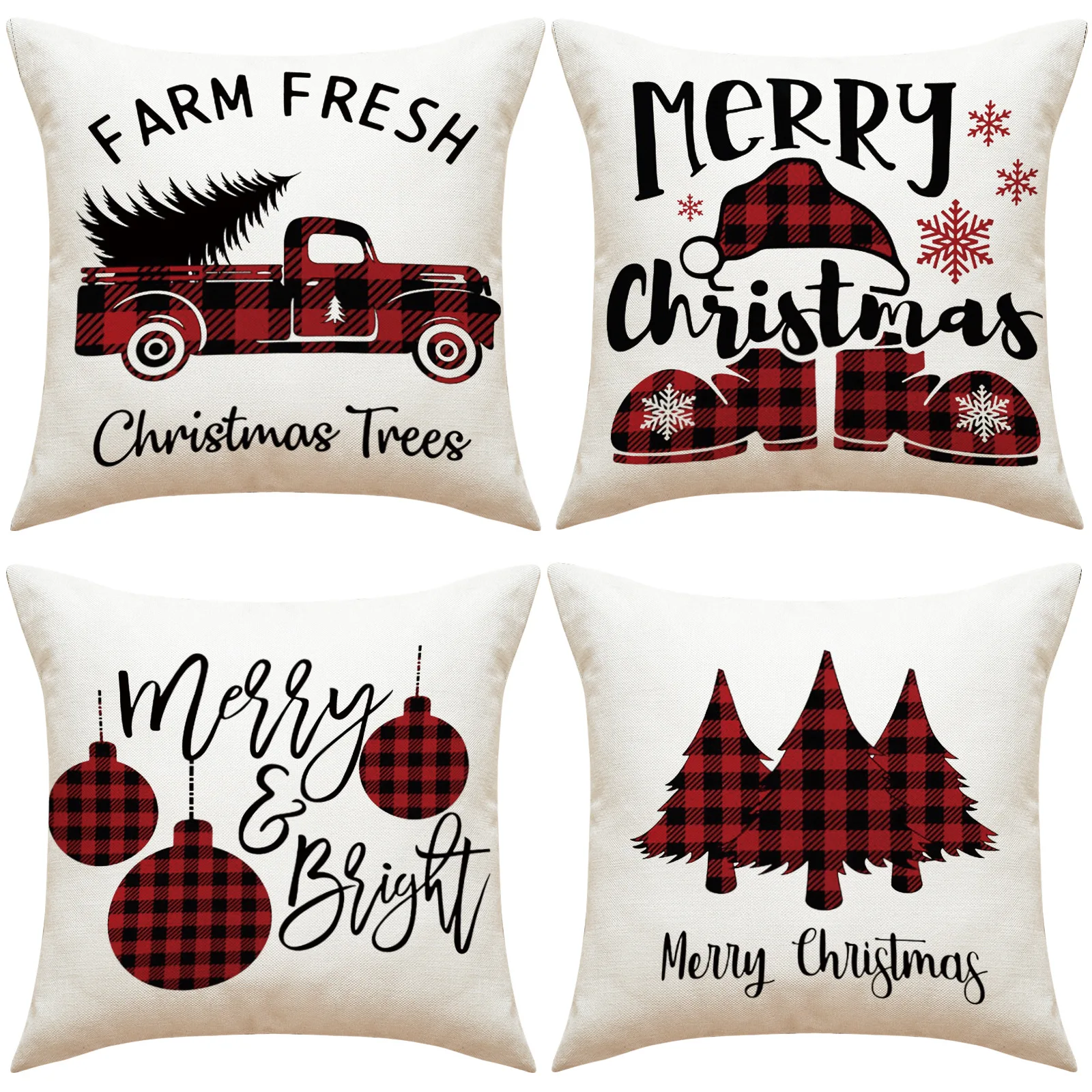 

Рождественская подушка с популярным принтом, простой мультяшный рисунок для гостиной, льняная дышащая подушка на подголовник, Рождество