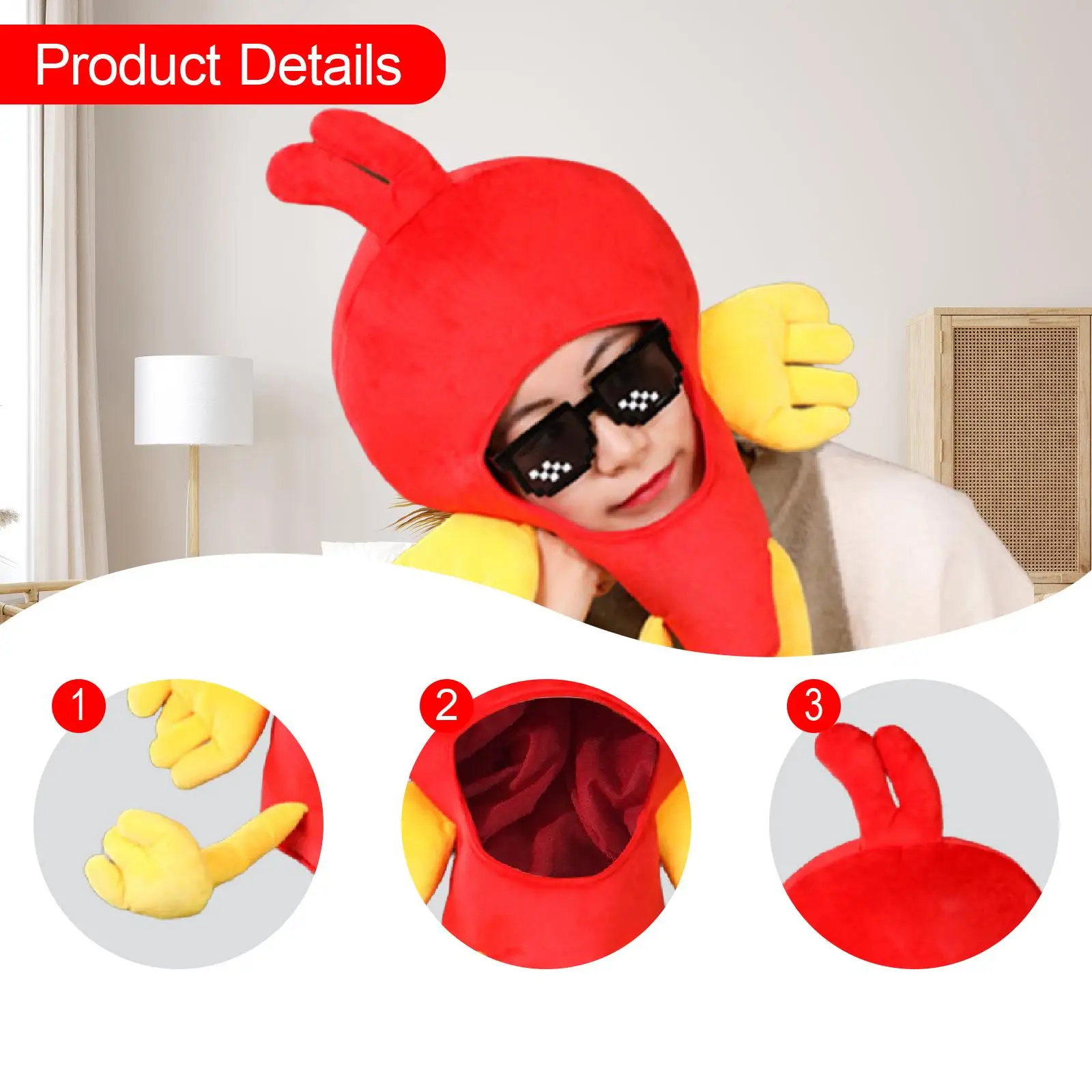 Chicken Plush Hat Costume Accessories Cosplay Headgear Headwear for Festival Birthday