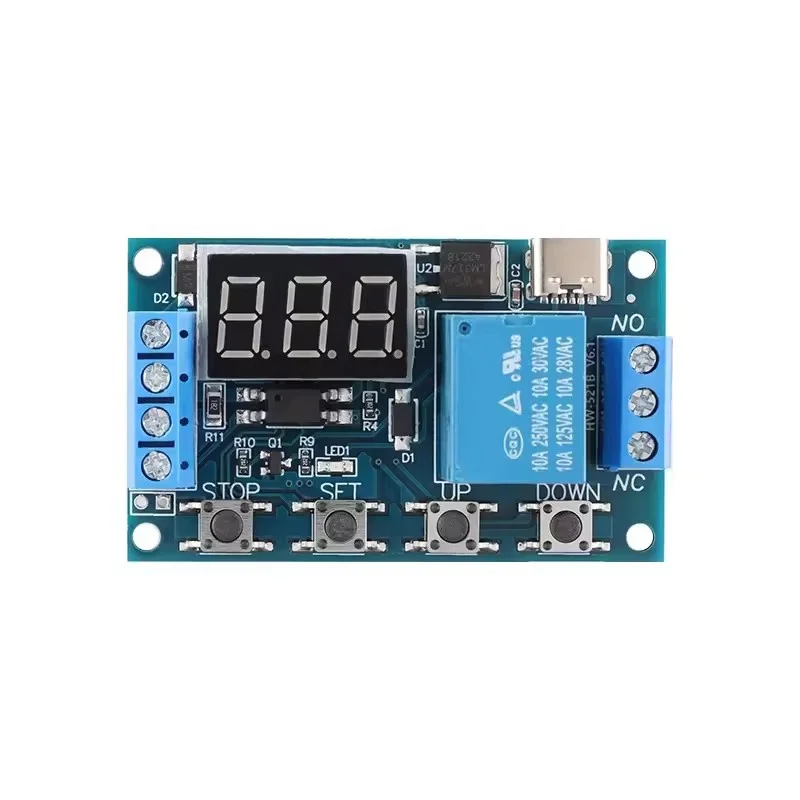 Huaxingfu 1-10Pcs DC6-30V LED Display Automation Cycle Delay Time Switch Off Delay Time Relay Support 5V Micro USB