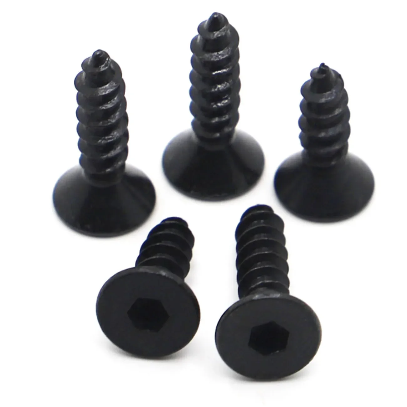 5-50pcs Black Grade 8.8 Steel Hex Hexagon Socket Countersunk Flat Head Self Tapping Screws M3 M4 M5 M6