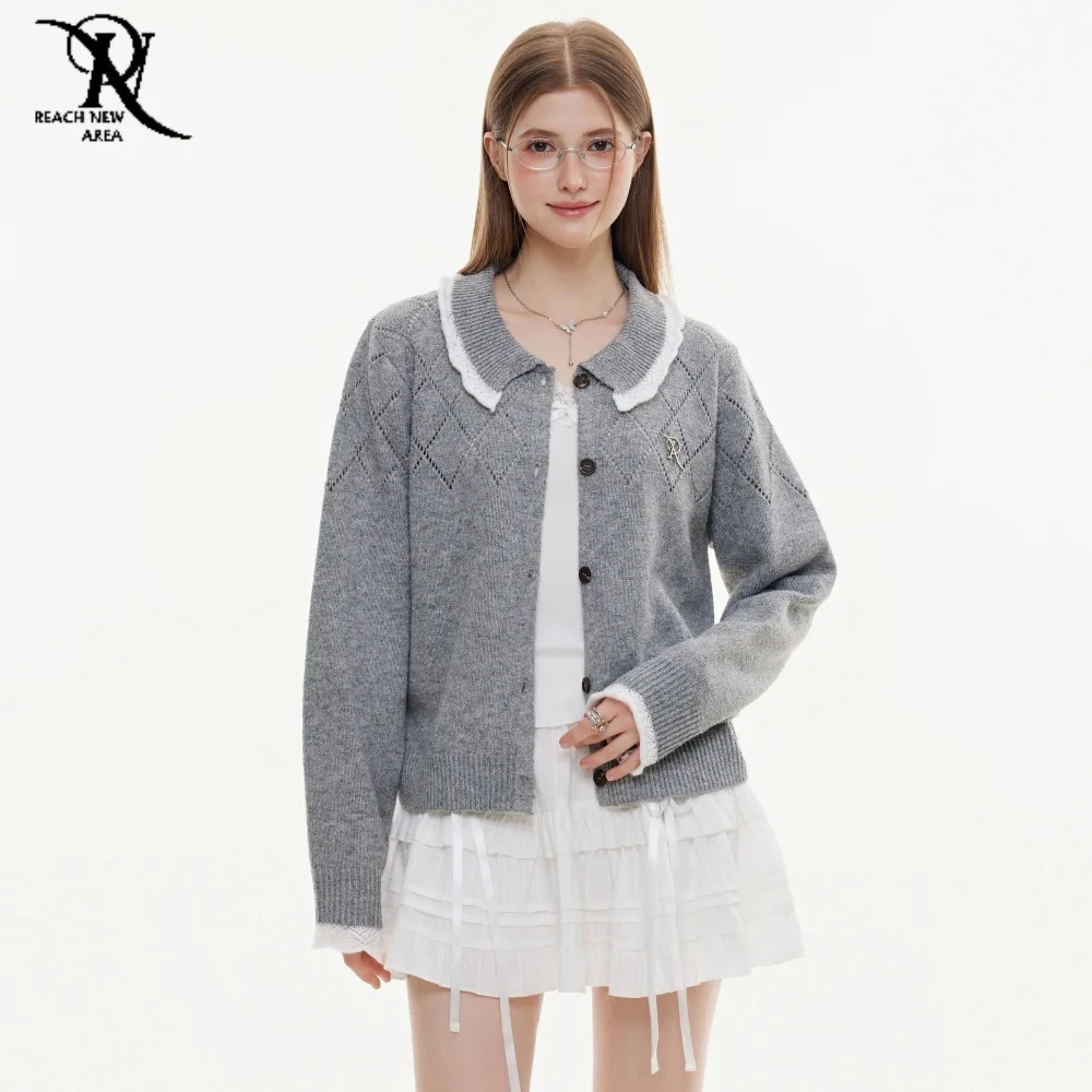 Women's Short Knitted Cardigan for Women Luxury Brand Knit Gray Button-down Cardigan 2025 Autumn New Women's Clothing Sweater