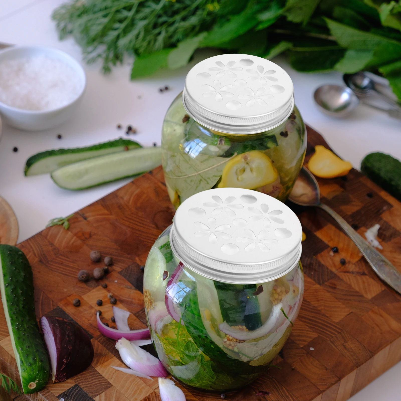 

12pcs Mason Jar Lids Floral Aluminum Flower Grid Reusable Jar Sprouting Lid Detachable Metal Vase Grid Arranging Fixture For