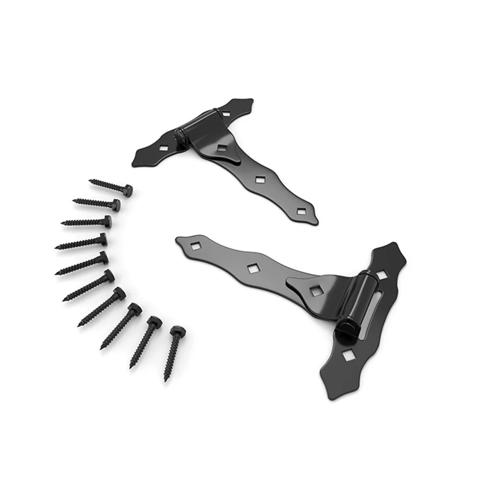 Outdoor Iron Hinges for PVC and Wooden Fences Comes with 10 Screws for Reliable Installation and Long Term Use