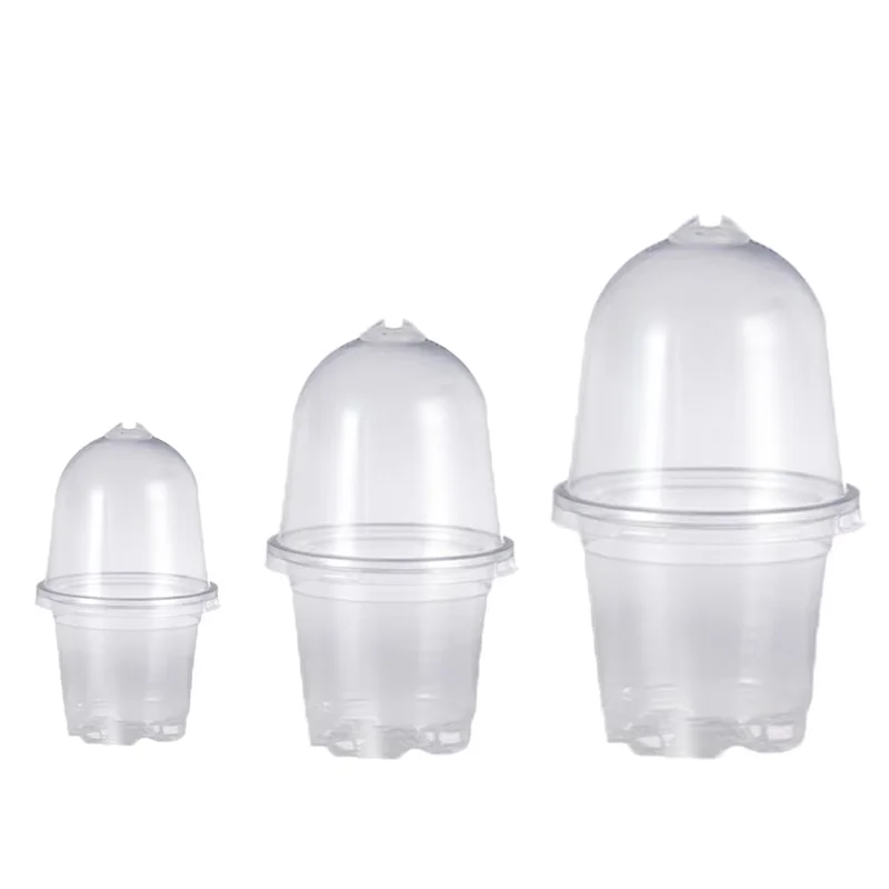 Plant Nursery Pots with Lids PET Transparent Humidity Domes Nursery Cups for Transplanting Seedlings Plant Starter Container A2