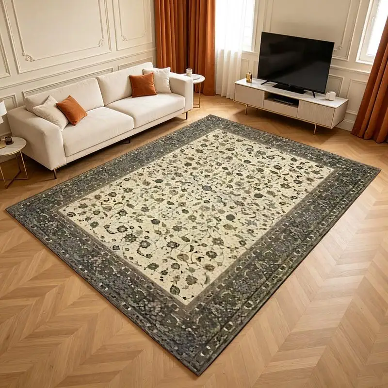1 Piece Distressed vintage Ornate Woven Rug, Soft and Comfortable for All Seasons, lightweight Easy to Care, Home Decor for Living Room, Bedroom, Entryway, Autumn Winter