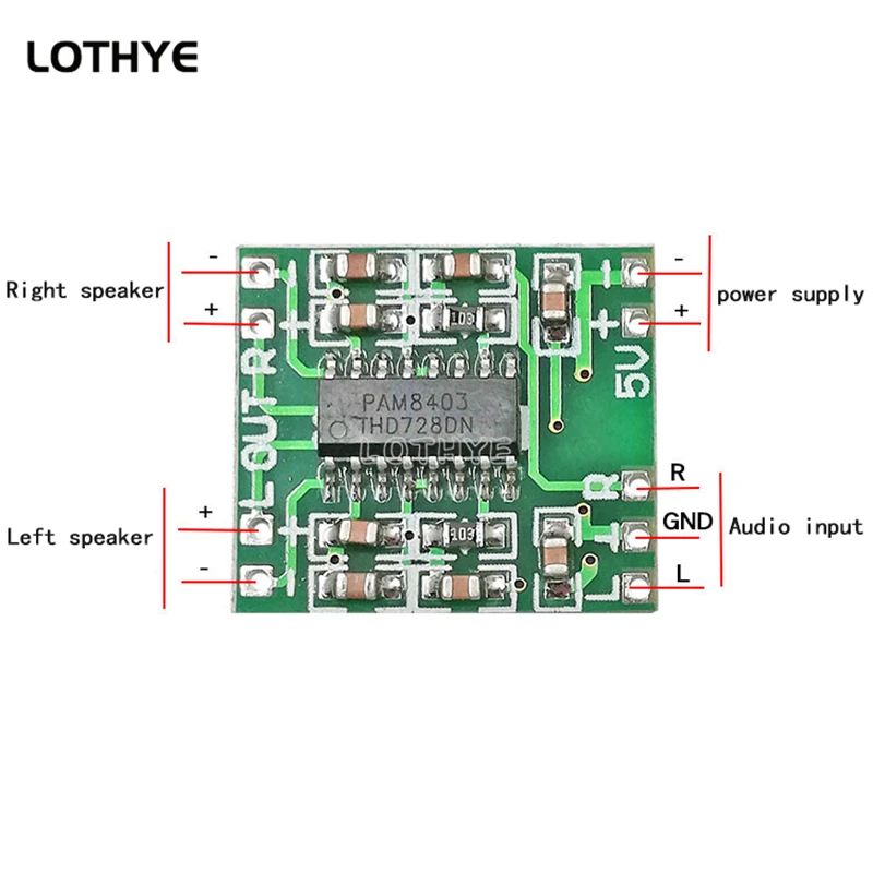 PAM8403 Super Mini Digital Amplifier Board 2 * 3W Class D Board Efficient 2.5 To 5V USB Power Supply Audio Amplifiers