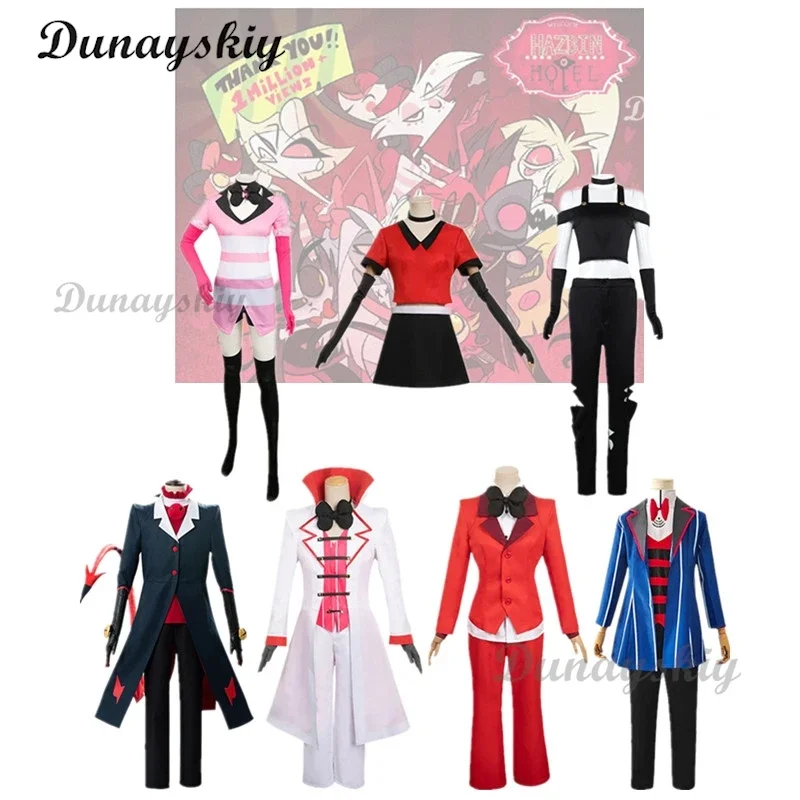 Anime Hazbin Cosplay Hotel ALASTOR Hazbin Angel Dust CHARLIE Vox Blitzo cosplay costume Halloween Uniform suit Hazbin cos Hotel