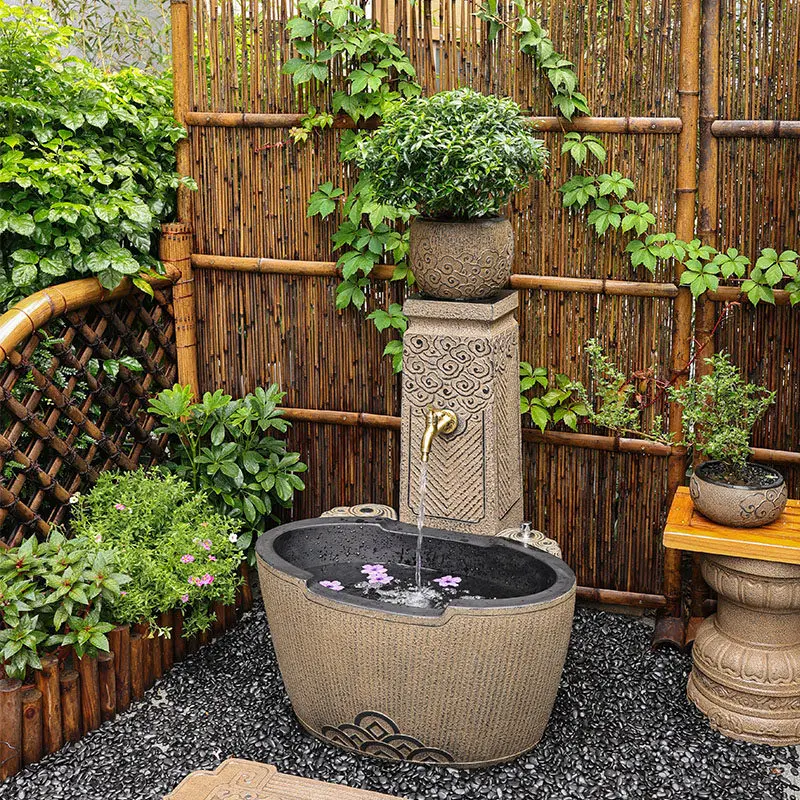 courtyard outdoor wash basin pool villa garden Chinese mop pool antique mop sink watering flower column bolt basin