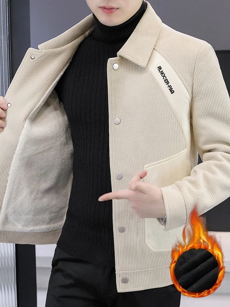 

Men's Faux Fur Jaet Thiened ort Sle Autumn Winter Faionable Polyester Nylon Cosite Fiber Stand Fit Outerwear