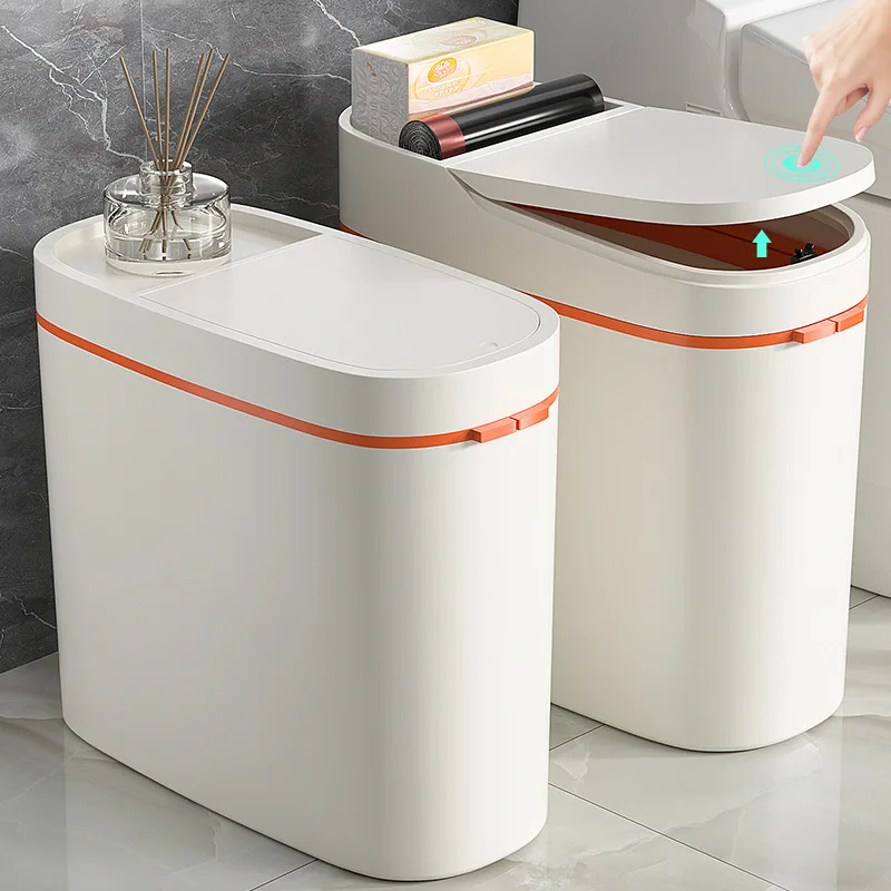 15-liter fashionable trash can with lid - one-click lid opening design, effectively sealing off odors
