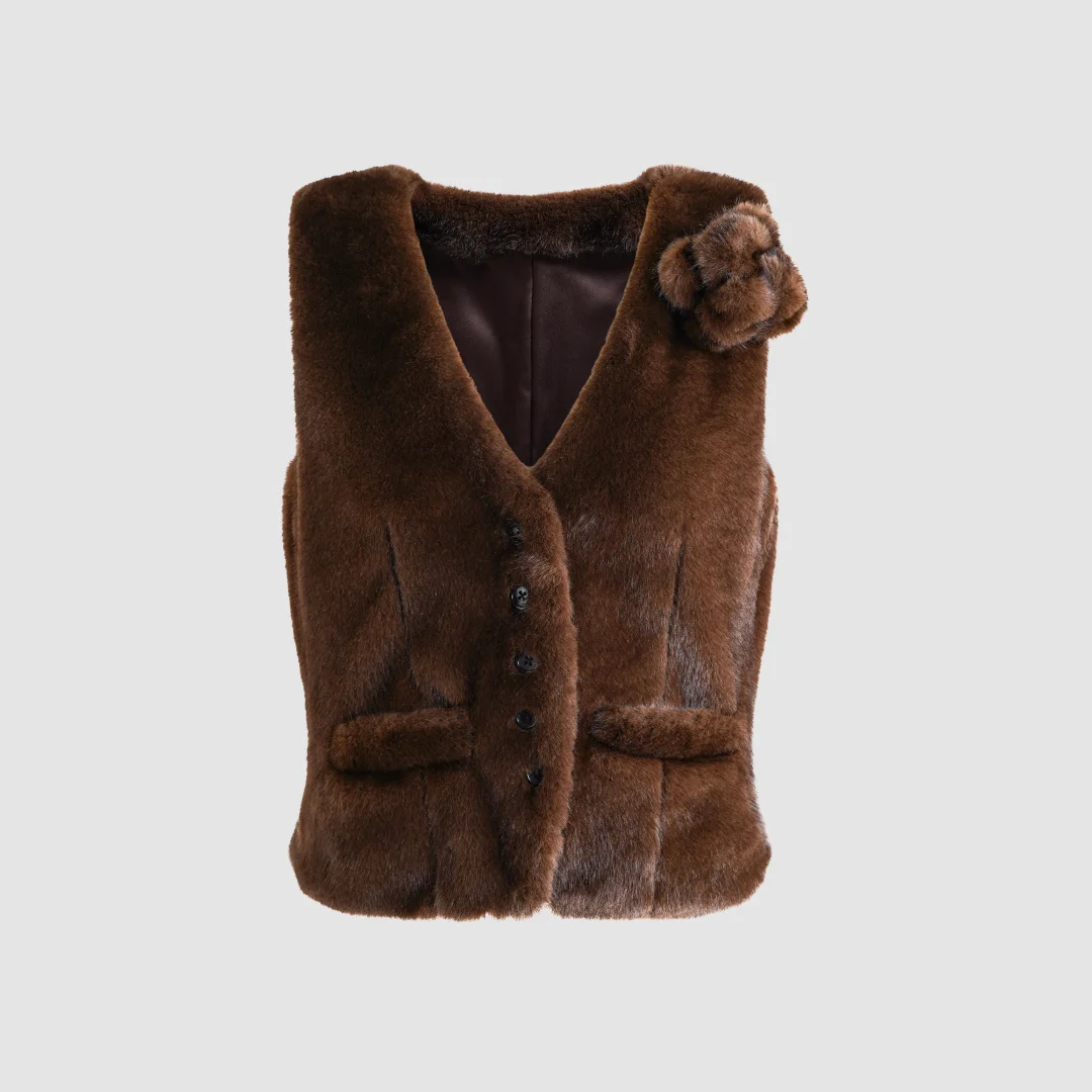 Artificial fur three-dimensional flower jacket, 2026 autumn-winter new style elegant and fashionable plush women's jacket