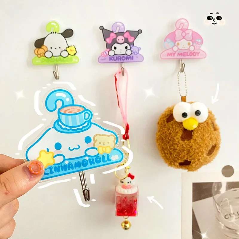 New Sanrio Hello Kitty Pochacco Cinnamoroll Cartoon Anime Character Cute No Trace Wall Door Hook Girly Holiday Gift