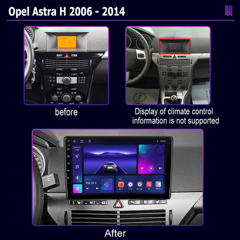 roadivox Android car radio for Opel Astra H 2006 2014 GPS Navigation video stereo screen Multimedia Player tape recorder carplay