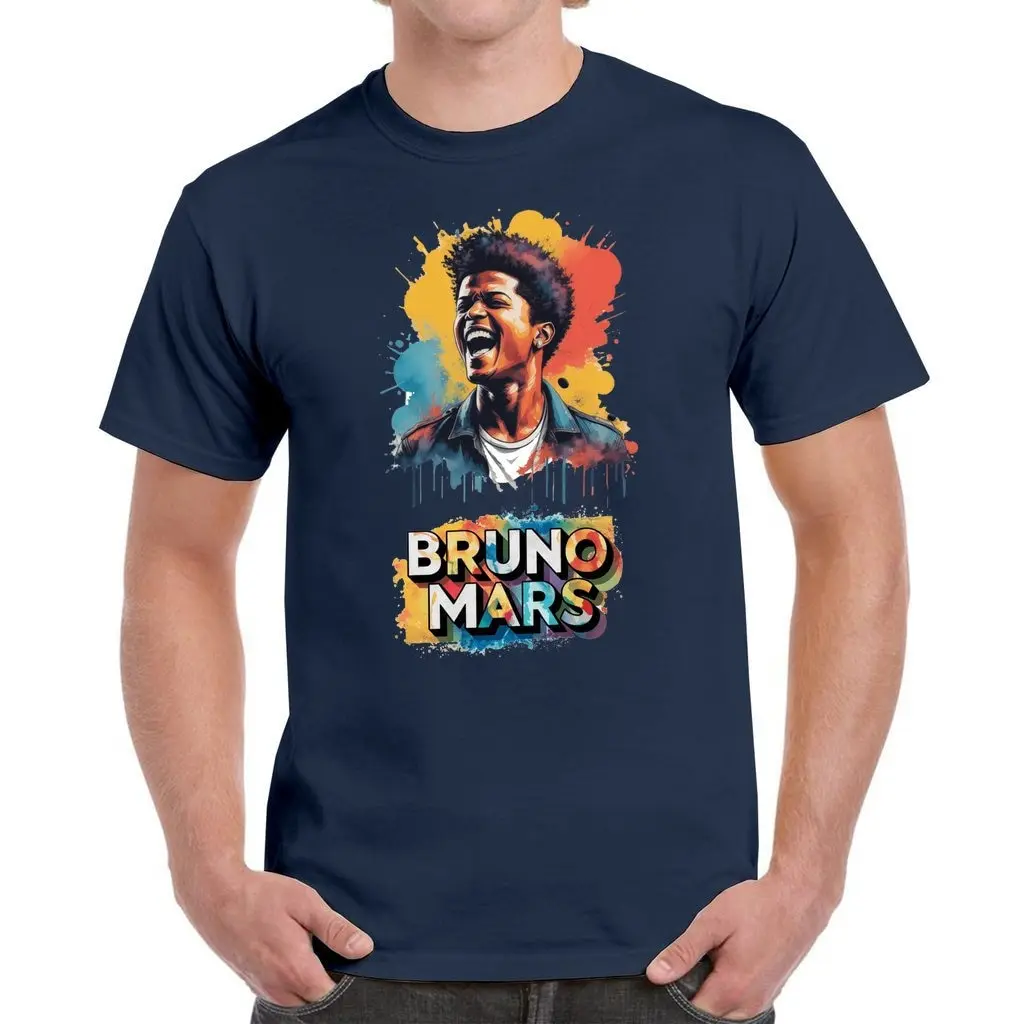 Bruno Mars Watercolor Artwork Unleash The Funk Lovers Heavy Cotton T Shirt Punk Pop Style