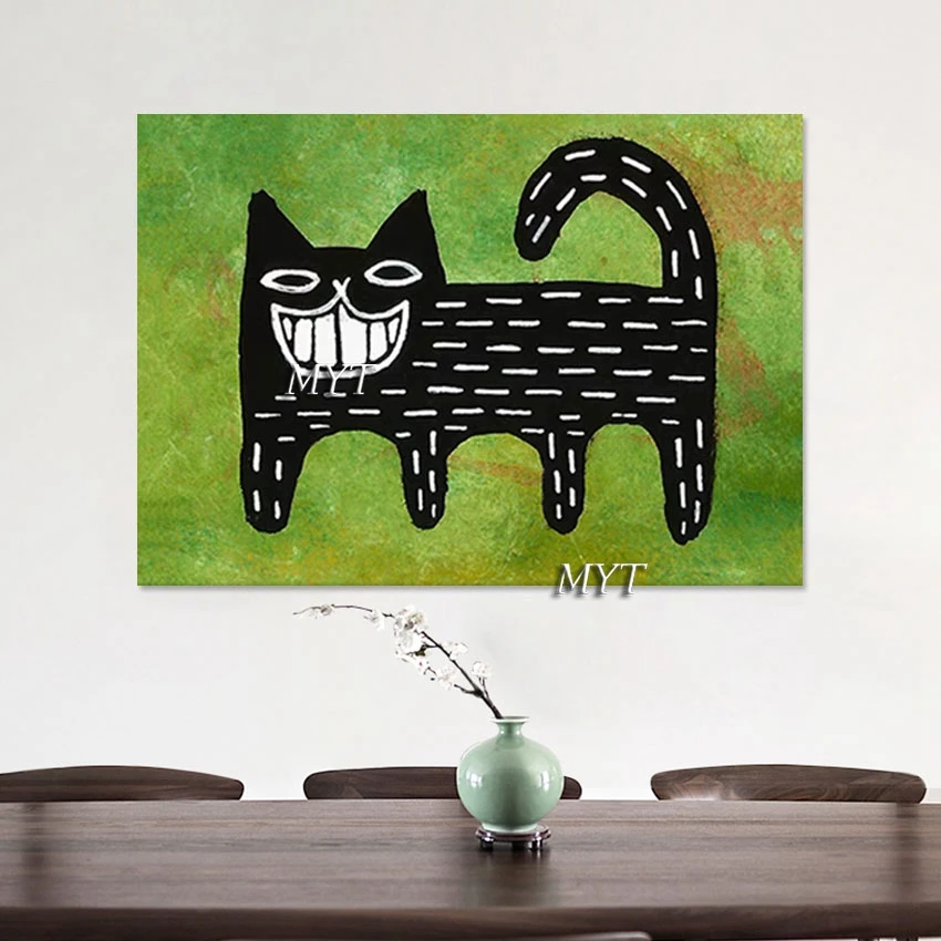 

Simple Art Picture Unframed Painting Animal Head Wall Decoration Canvas Artwork Abstract The Cat On The Grass Hand Drawing