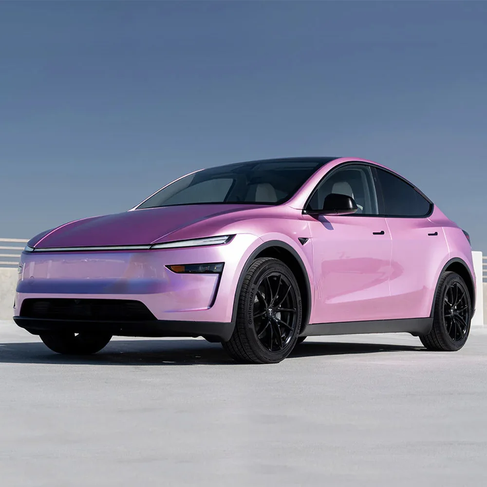 

DIY Color Pinkish-Purple For Tesla Model Y Juniper 2025 2026 Pre-cut PPF PVC Car Body Paint Protection Film Color Changing Film