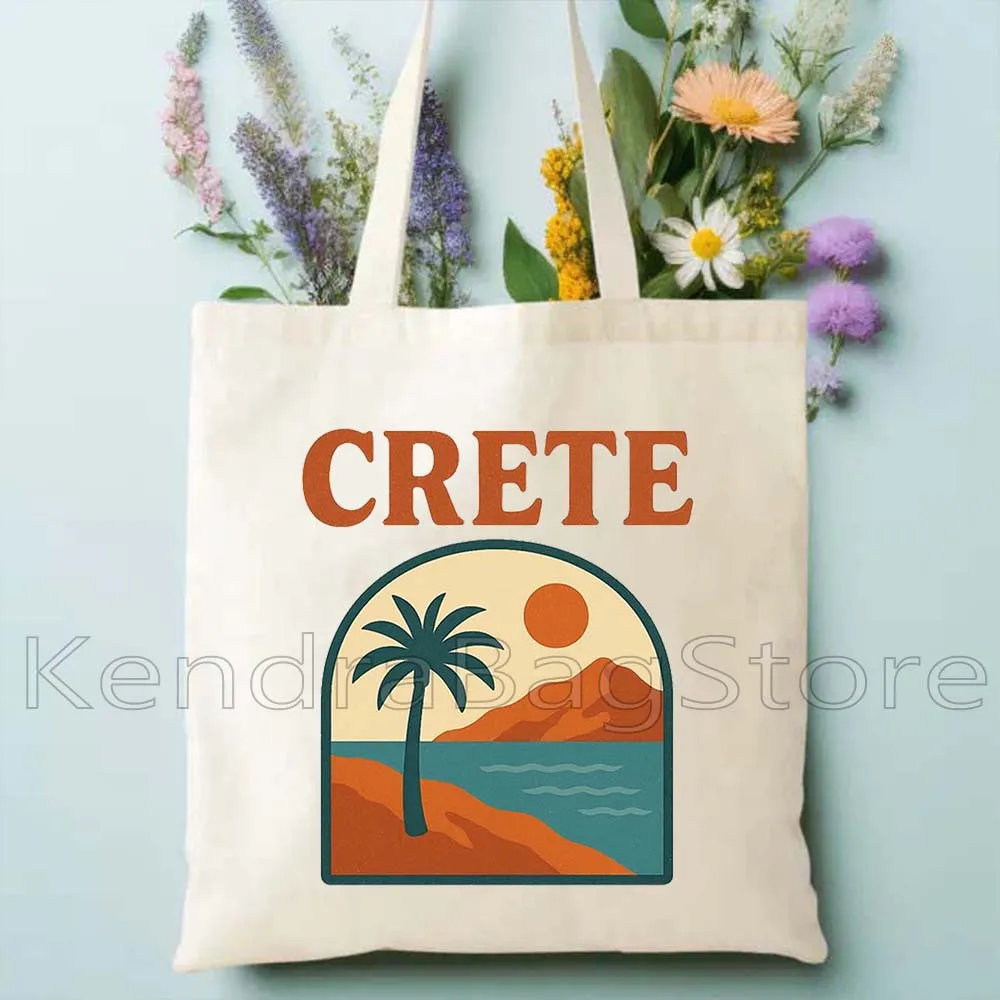 الجمالية ناكسوس كريت اليونان سانتوريني شاطئ الغروب الرجال النساء قماش حقيبة كتف Harajuku المتسوق القطن حقيبة يد للتسوق