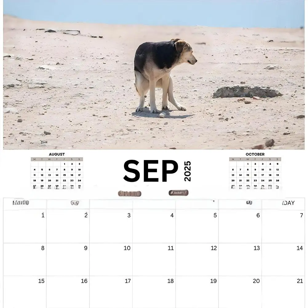 2025 lustige kackende Hunde Wandkalender einzigartige Geschenke für Freunde mit gedruckten niedlichen Haustier Hund Muster hängen Wand kunst Streich