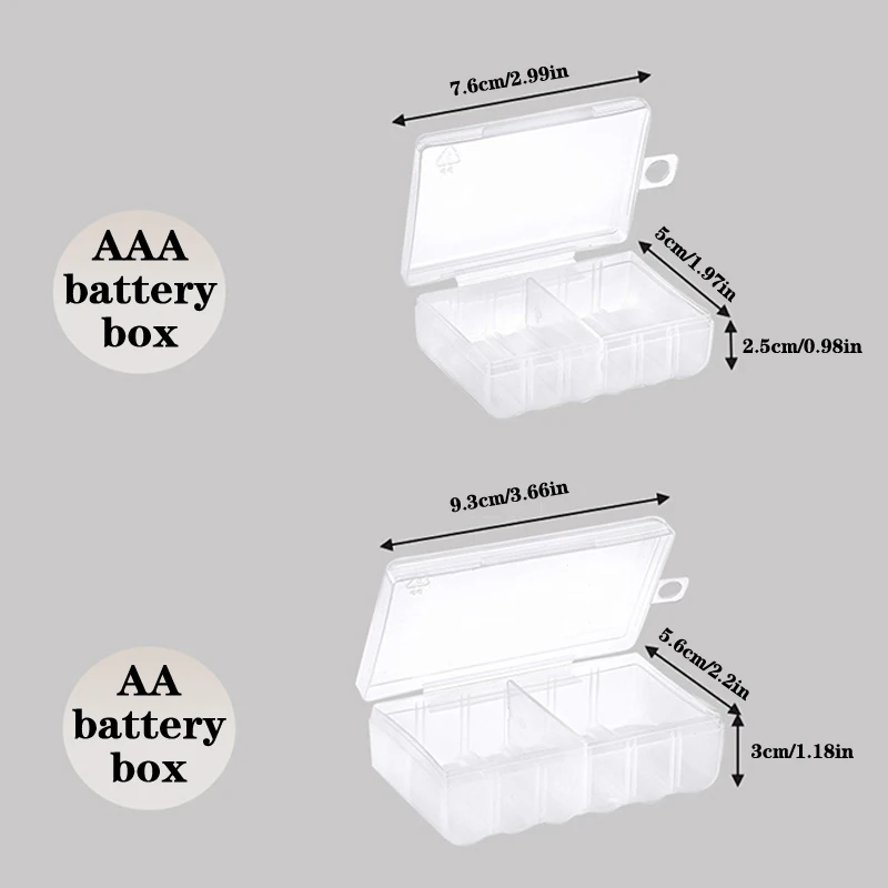 Organizador de bateria transparente, estojo de plástico rígido, caixa para AA, AAA, 6 slots