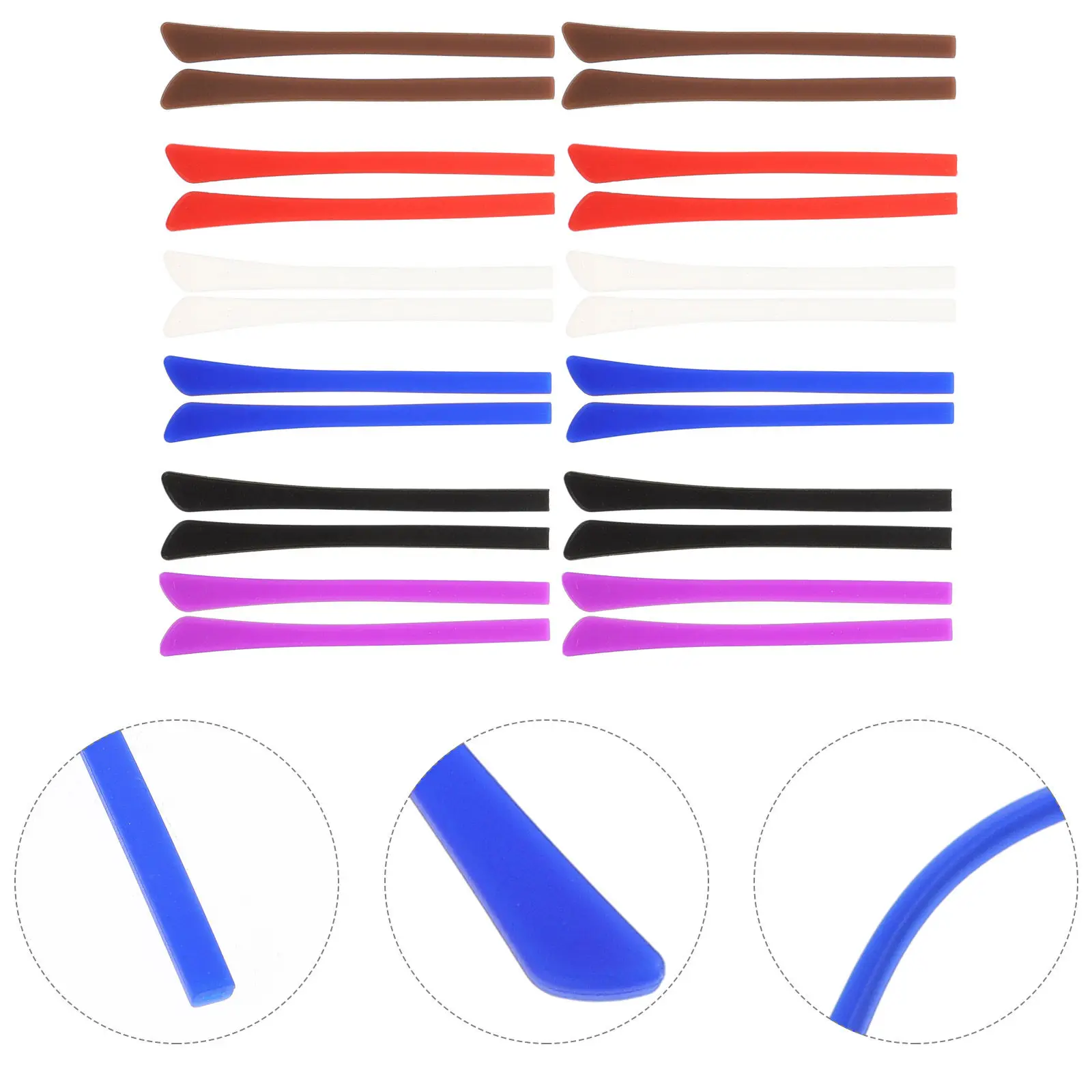12Pairs Eyeglass End Tips Silicone Anti Slip Ear Grips Glasses Ear Cushions Secure Fit Prevent Glasses Sliding