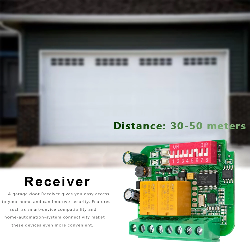 300-900Mhz RF Door Receiver Gate Garage Module 12V 24V 110V 220V 230V Controller for Fixed Rolling Code 433.92mhz